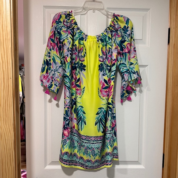 HTF   EUC Lilly Pulitzer Payge off the shoulder  Dress Size Medium  🦄🦄🦄 - Picture 1 of 10